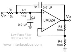 lm324 opamp low-pass filter design